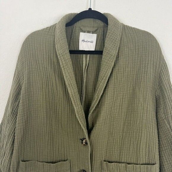 Madewell Olive Green Lightspun Dorset Slouchy Blazer Oversized Coat Size Medium - Picture 10 of 12